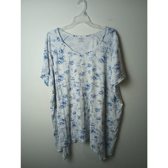 Women's CW Classics Floral Top Blouse Lot of 2 Size 4X Short sleeve 100% Cotton - Picture 5 of 7